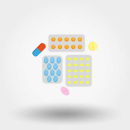 Tablets and pills icons set for web and mobile application. illustration on a white background.のイラスト素材