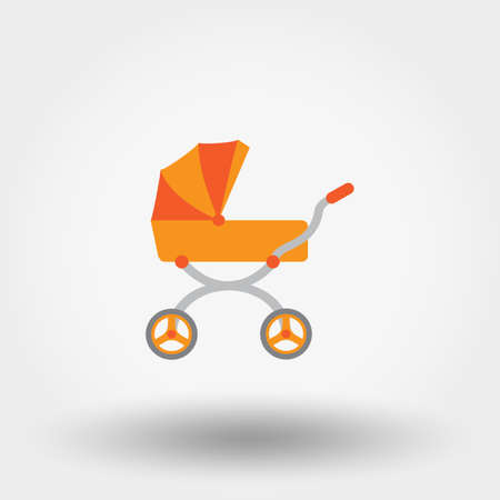 Baby carriage. Icon for web and mobile application. Vector illustration on a white background. Flat design style.のイラスト素材