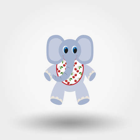 Elephant toy in the Bib. Icon for web and mobile application. Vector illustration on a white background. Flat design style.のイラスト素材