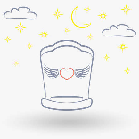 Simple line web icon Baby Cradle. Vector illustration on a white background. Doodle, cartoon style.のイラスト素材