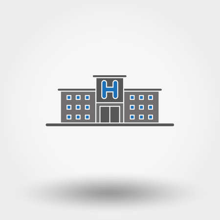 Hospital icon for web and mobile application. Vector illustration on a white background. Flat design style.のイラスト素材