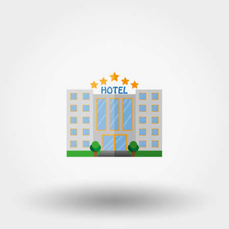 Hotel. Building. Icon for web and mobile application. Vector illustration on a white background. Flat design style.のイラスト素材