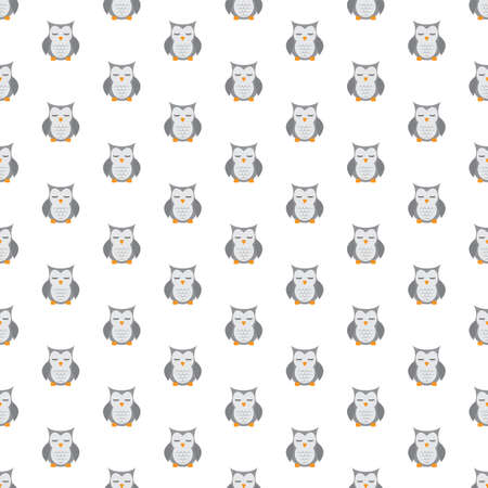 Owls. Pattern. Seamless vector illustration. Swatch inside.のイラスト素材