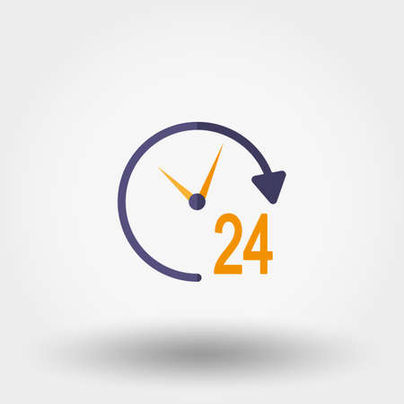 Support 24 hours. Icon for web and mobile application. Vector illustration on a white background. Flat design style.のイラスト素材