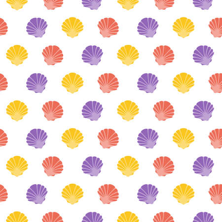 Shell. Seamless vector illustration. Flat design style. Swatch insideのイラスト素材