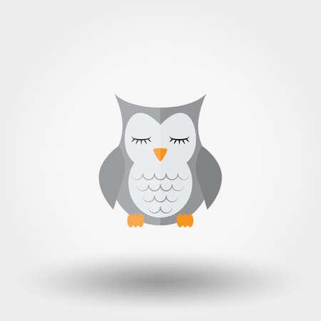 Sleeping owl. Stuffed toy. Icon for web and mobile application. Vector illustration on a white background. Flat design style.のイラスト素材