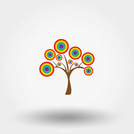 Magical rainbow tree. . Icon for web and mobile application. Vector illustration on a white background. Flat design style.のイラスト素材