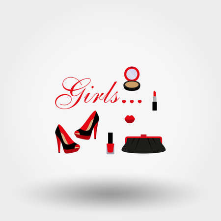 Cosmetics, shoes, bag.のイラスト素材