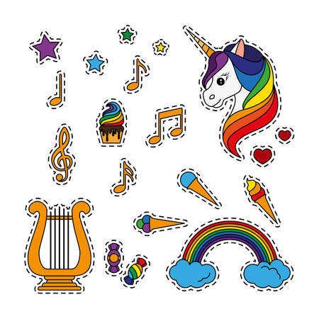 Fashion patch badgesのイラスト素材