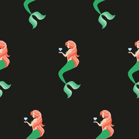 Mermaid pattern. Flat design style.のイラスト素材