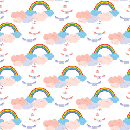 Rainbow Winged Envelopes.のイラスト素材