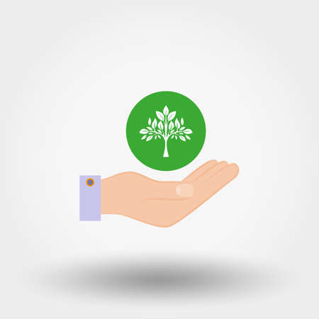 Tree in a hand. Sign of environmental protection.のイラスト素材
