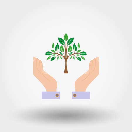 Tree in a hand. Sign of environmental protection.のイラスト素材