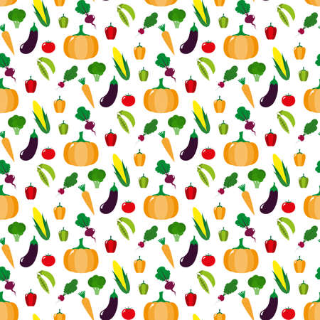Vegetables. Seamless vector illustration on a white background.のイラスト素材