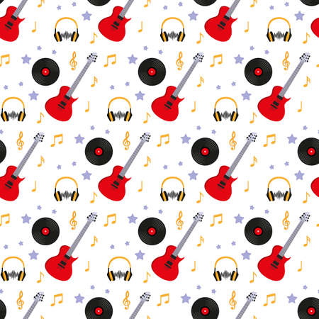 Music. Guitar, music record, headphones.のイラスト素材