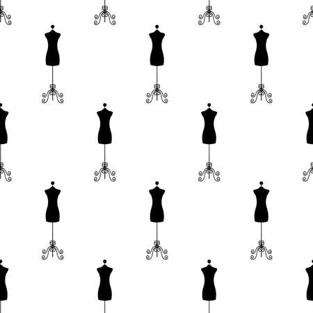 Tailor mannequin in seamless pattern illustration on a white background in flat design style.のイラスト素材