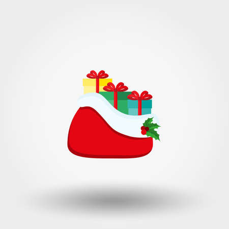 Santa Claus red bag with gifts icon, vector illustration.のイラスト素材