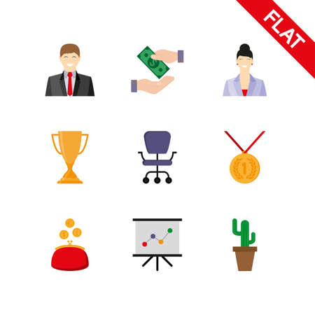 Business icons set. Flat illustration on white background.のイラスト素材