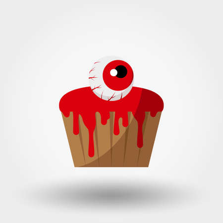 Halloween cupcakes with an eye and bloody icingのイラスト素材