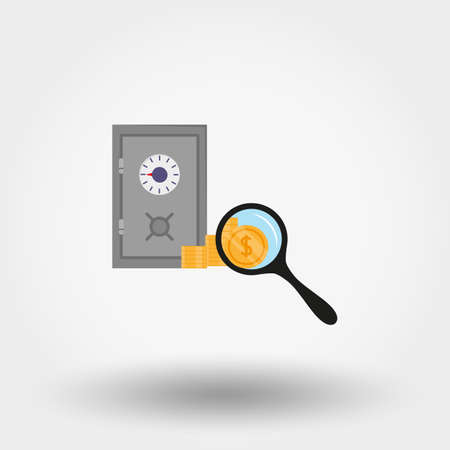 Safe. Savings under supervision. Icon for web and mobile application. Vector illustration on a white background. Flat design style.のイラスト素材