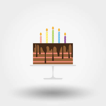 Birthday cake with candles. Happy Birthday. Icon. Vector. Flat.のイラスト素材