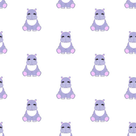 Hippo baby. Pattern. Seamless vector illustration. Flat.のイラスト素材