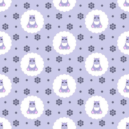 Hippo baby. Seamless vector illustration. Flat.のイラスト素材