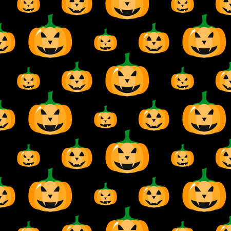 Pumpkin. Halloween pattern. Vector illustration. Seamless pattern. Flat.のイラスト素材