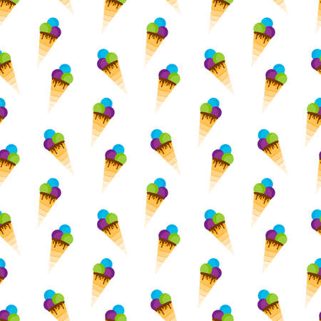 Ice cream pattern. Seamless pattern. Vector illustration. Flat designのイラスト素材