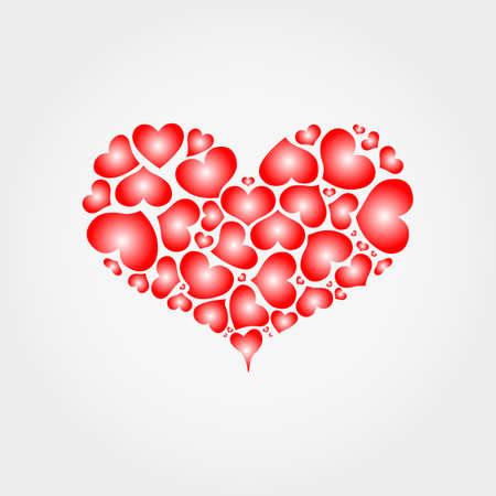 Heart of hearts. Can be used for design greeting card, invitation, banner or logos. Vector illustration on a white background. Flat design style.のイラスト素材