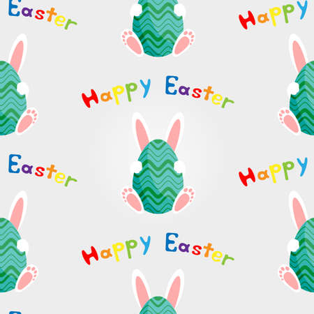 Easter bunny with egg. Seamless vector illustration.のイラスト素材