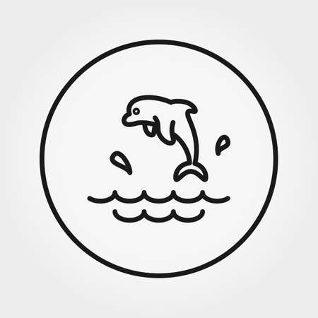 Dolphin Splashes. Icon. Vector. Editable Thin line.のイラスト素材