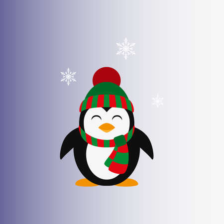 Penguin in a knitted cap. Icon.のイラスト素材
