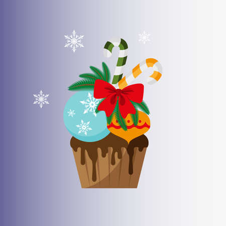 Christmas cupcake. Festive cupcake. Christmas and New Year. Vector illustration. Flat designのイラスト素材