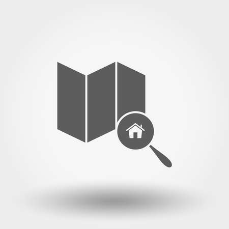 House on the map under a magnifying glass.のイラスト素材