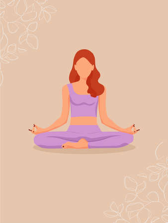 A girl in the lotus pose does yogaのイラスト素材