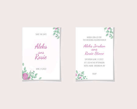 Wedding invitation for a wedding with blue branchesのイラスト素材