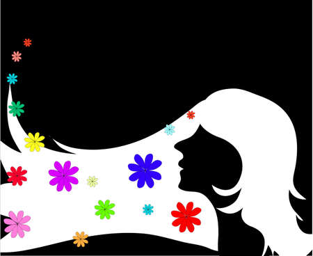 illustration.Silhouette of a beautiful womanのイラスト素材