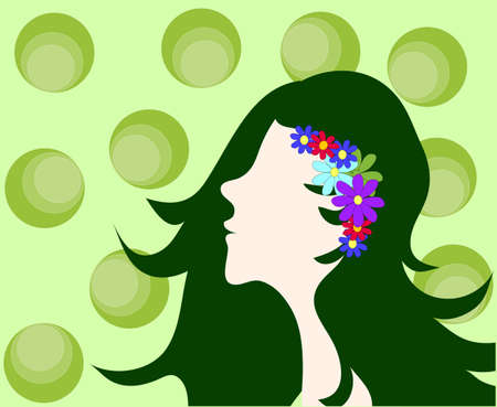 illustration.Silhouette of a beautiful womanのイラスト素材