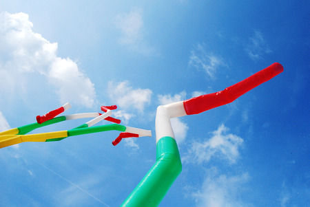 yellow red white and green windsocks