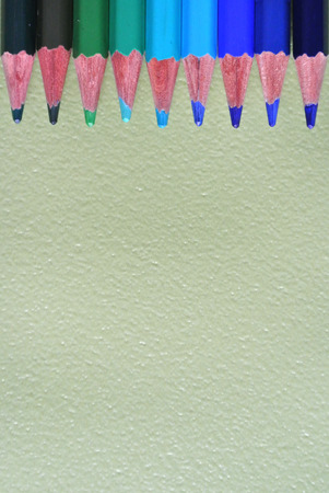 green and blue pencilの写真素材
