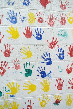 wall decorated with colored fingerprint