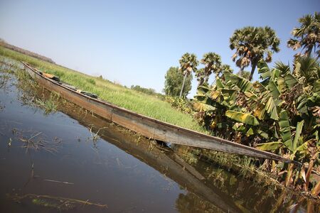 African traditional wooden boatの写真素材