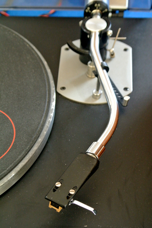 detail of a record player