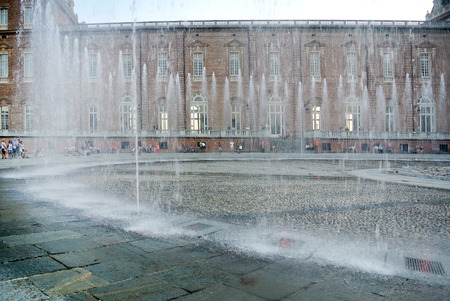 Venaria, Italy - 15 August 2017:the streets of Venaria in Italy during the music  and water jets showのeditorial素材