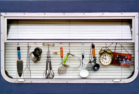 Detail of a boat windowの写真素材