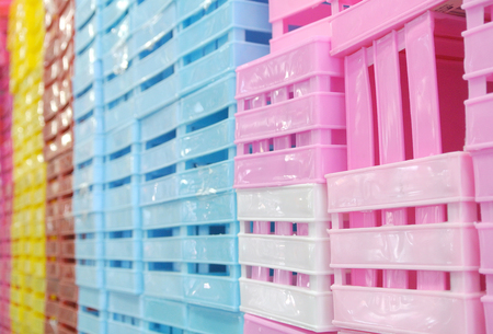Colored plastic boxesの写真素材