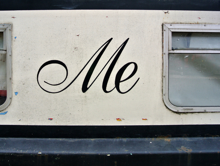 Written me on white wallの写真素材