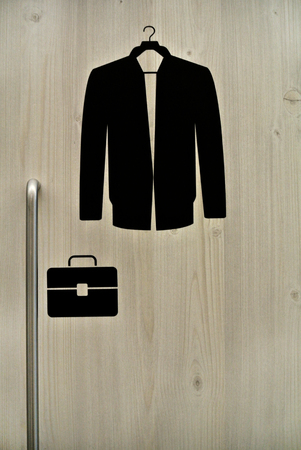 detail of cabinets for bags and coatsの写真素材
