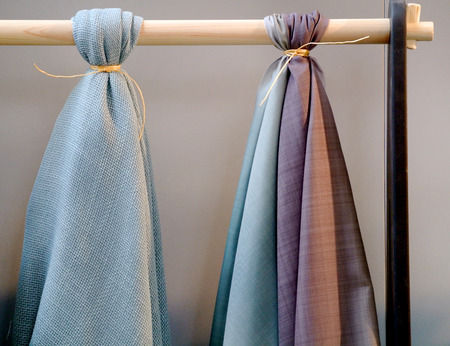 The colored hanging fabricsの写真素材